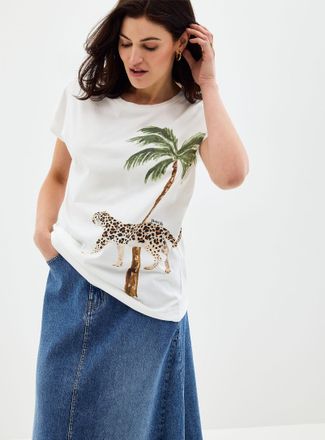 Nach Bijoux Womens Cap-sleeve palm tree T-shirt