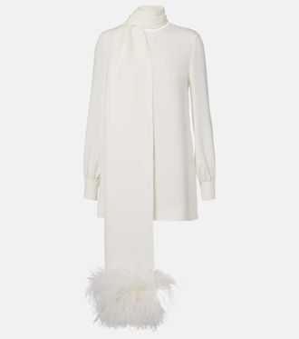 Valentino Feather-trimmed silk top