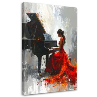 Feeby Impresi&oacute;n De Imagen Mujer Junto Al Piano Abstracci&oacute;n 70x100