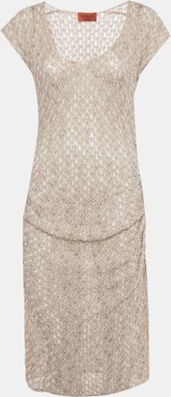 Missoni Beige Lurex Knit Ruched Maxi Dress