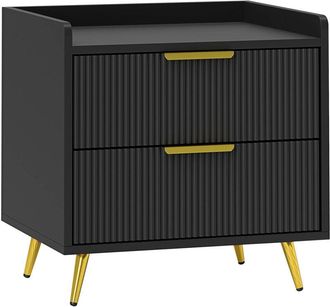 HOMCOM Homcom - Bedside Table with 2 Drawers for Bedroom, Living Room, Black