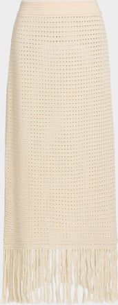 Zimmermann Indra Crochet Cotton Fringe Midi Skirt