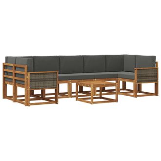 vidaXL Conjunto De Sof&aacute;s De Exterior 6 Pcs Natural Y Antracita Vidaxl