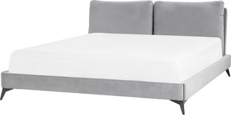 Beliani Beliani - Cama Con Somier De Terciopelo Gris Negro 180 X 200 Cm Base De Listones Melle