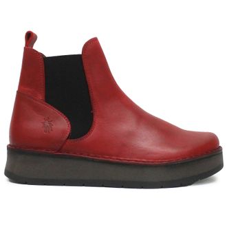 FLY London RAWI131FLY Rug Leather Womens Ankle Boots - Red - Size:UK 6