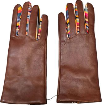 Paul Smith Handschuhe - Gants cuir noisette inter doigts bayadere W1A 461E - Gr. M - in Bunt - für Damen