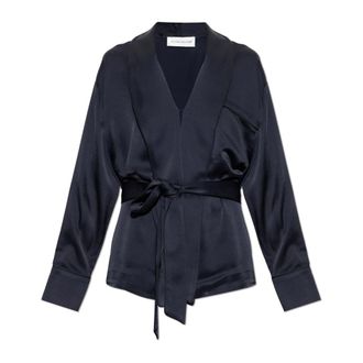 Victoria Beckham Satin Riemblazer - Dames - Jassen - Zwart - Maat: 2XS Satijn