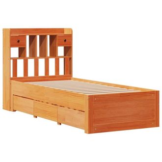 Berkfield Home Decorative Bookcase Bed Frame Wax Brown 75x190 cm Small Single So