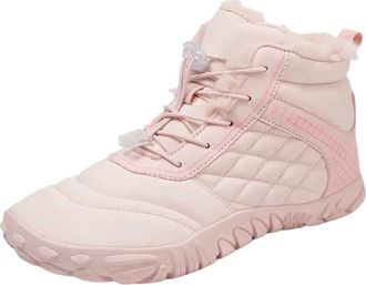 Generic YUJIEBB Minimalist Waterproof Mens Womens Winter Barefoot Hiking Boots, Slip On Warm Zero Drop Snow Boot, Wide Toe Box Ankle Pink