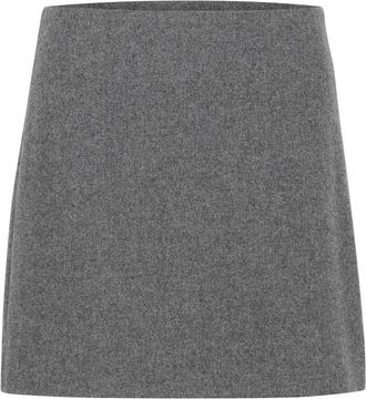 Part Two Grijze Flanel Melange Rok - Dames - Korte rokken - Grijs - XL - Wol - Rokken