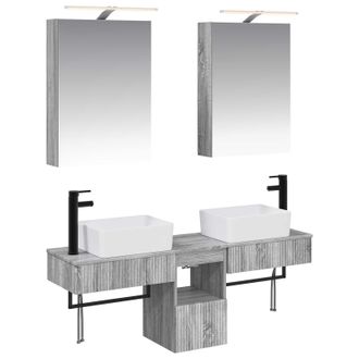vidaXL Juego De Muebles De Ba&ntilde;o 5 Uds. Sonoma Gris Vidaxl