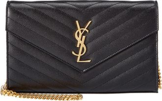Saint Laurent Monogram Matelasse Leather Wallet On Chain