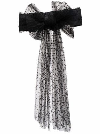 Red(v) semi-sheer bow-detail belt - Black