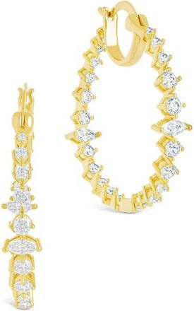 Sterling Forever Aaliyah Cubic Zirconia Hoop Earrings in Gold at Nordstrom