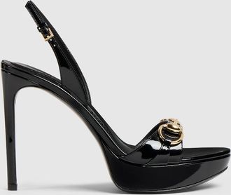 Gucci Womens Donna Platform Sandal, Black, Leather