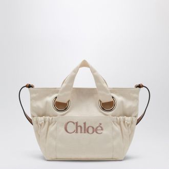 Chlo&eacute; Ivory tote bag with logo embroidery