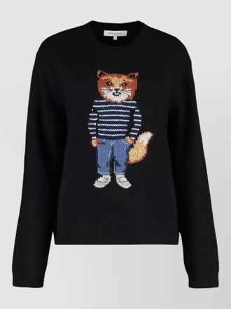 Maison Kitsun&eacute; merino wool crew neck fox sweater