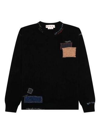 Marni patch-detailing sweater - men - Fabric - 52 - Black
