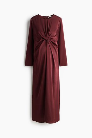 H&M MAMA Drapiertes Satinkleid mit Knotendetail - Red