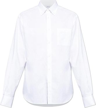 Ferragamo Shirt met logo - Heren - Zakelijke Overhemden - Wit - M - Katoen - Overhemden
