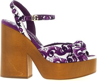 Dolce & Gabbana Maiolica Sandalen - Dames - Sandalen met hakken - Veelkleurig - 36 EU - Katoen - Schoenen