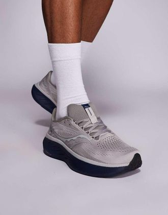 Saucony Ride 18 - Sneakers da corsa grigie e blu navy-Grigio