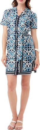 Trina Turk Annabel Short Sleeve Organic Cotton Shirtdress in Blue Multi at Nordstrom Rack, Size Xx-Large