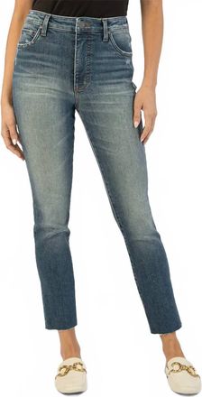 Kut from the Kloth Reese High Rise Fab Ab Ankle Straight Jeans In Relieve Wash