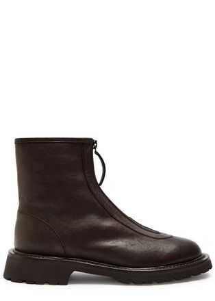 Legres Grained Leather Ankle Boots - Brown - 37 (IT37/ UK4)