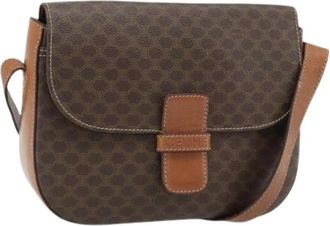 Celine Pre-owned Vintage Macadam Canvas Shoulder Bag - Dames - Vintage Schoudertas - Bruin - ONE Size - Leer - Vintage