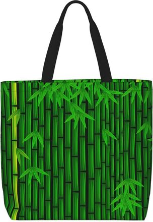 Generic Women Handbag Bamboo Botanical Branch Tropical Chinese Daily Bag Reusable Casual Shoulder Bags, For Christmas, Birthday, Work, Graduation, Wedding