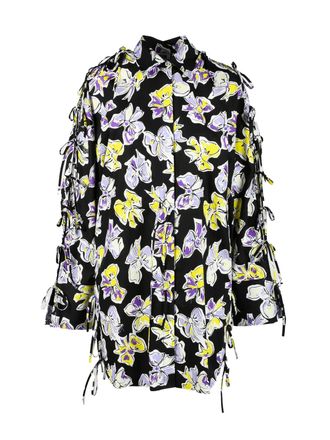Msgm Black Puff Sleeve Cotton Shirt Dress