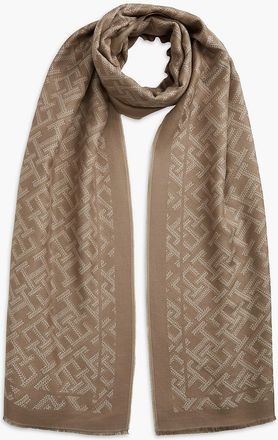 Tommy Hilfiger Womens Jacquard Monogram Scarf - Rich Walnut