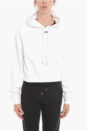 Off-white Brushed-Cotton Hoodie with Logo Print size Xxs