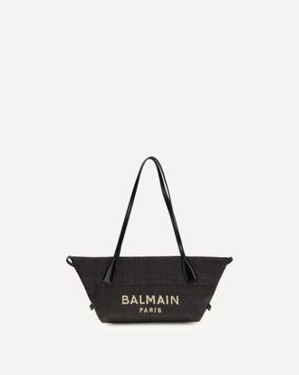 Balmain Borsa a Spalla Track in pelle di vitello e rafia Woman UNI