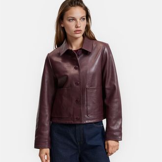 La Redoute Collections Kort leren vest met knoopsluiting, Signature ABELLE