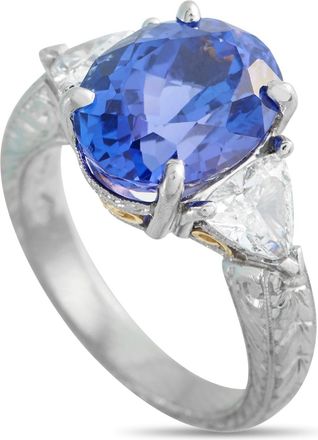 Luxury Bazaar Platinum and 18K Yellow Gold 0.95ct Diamond and Tanzanite Ring MF27-031726