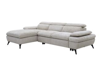 Vente-Unique Sof&aacute; chaise longue izquierda en tela texturizada con almacenamiento beige MORAVA