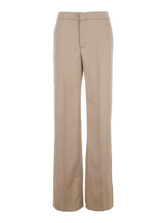 Andamane Beige Regular Flat Front Pants