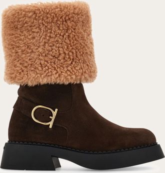 Ferragamo Women Ankle boot with chunky shearling detail Brown Size 2.5