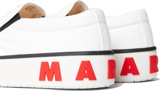 Marni Mens Logo Slip-On Sneakers White Cotton Upper Rubber