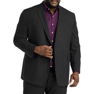 Michael Kors Check Patterned Suit Jacket in Charcoal at Nordstrom, Size 50