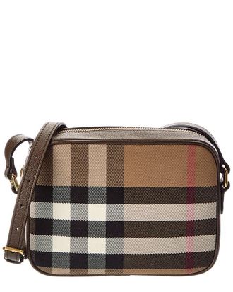 Burberry Small Check Canvas & Leather Camera Bag