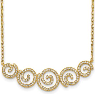 Diamond2Deal Sterling Silver gold-plated Cubic Zirconia Swirls Necklace 16 with 2 inch Ext
