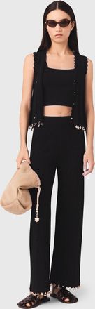 Maje Jewelled Knit Trousers - Black - Maje