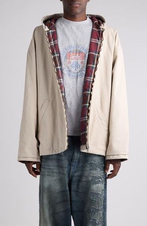 Balenciaga Cotton Blend Hooded Jacket in 9710 Light Beige at Nordstrom, Size X-Large