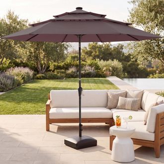 Best Choice Products 10ft 3-Tier Patio Umbrella, Market Sun Shade w/ Tilt Adjustment, Easy Crank
