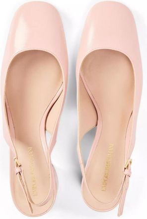 Emporio Armani Womens Patent Leather Slingback Pumps Pink Shoes >