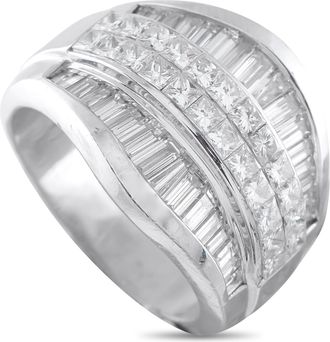 Luxury Bazaar 18K White Gold 3.12 ct Diamond Multi-Row Wide-Band Ring MF01-012026