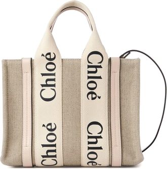 Chlo&eacute; WOODY SMALL LINEN TOTE BAG - Chloe - Woman